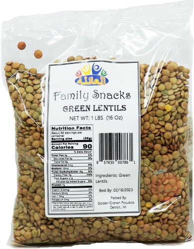 Family Snacks green lentils 1-lb bags in box (case of 24)
