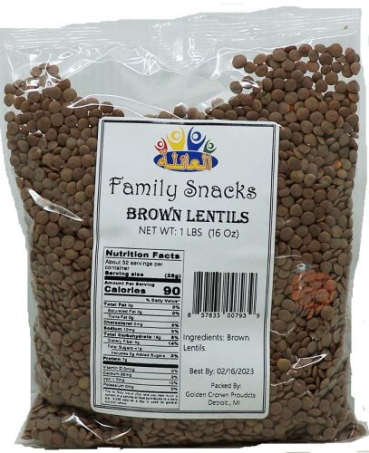 Family Snack brown lentils 1-lb. bags in box (case of 24)