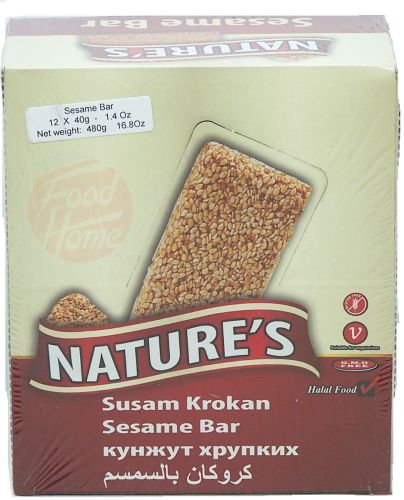 OCut Nature's susam krokan, sesame bar, 12-count, halal, 16.8-ounce boxes (case of 10)