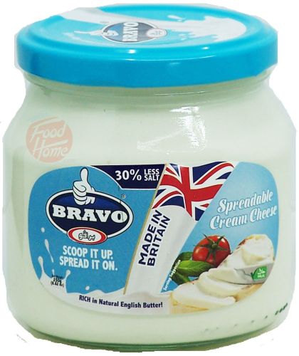 Bravo 30% less salt cream cheese, spreadable, 250-gram jars (case of 20)