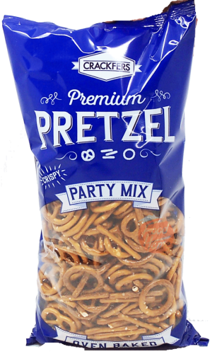Crackerfers Party Mix pretzels, small oven baked, 10.6-ounce bags (case of 12)