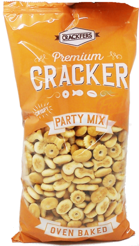 Crackerfers Party Mix assorted shape small crackers, oven baked, 10.6-ounce bags (case of 12)