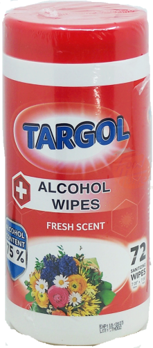 Targol alcohol wipes, fresh scent, 72-count plastic tub