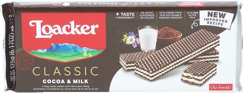 Loacker Classic crispy cocoa wafers with milk cream filling, 175-gram wrapper (case of 18)