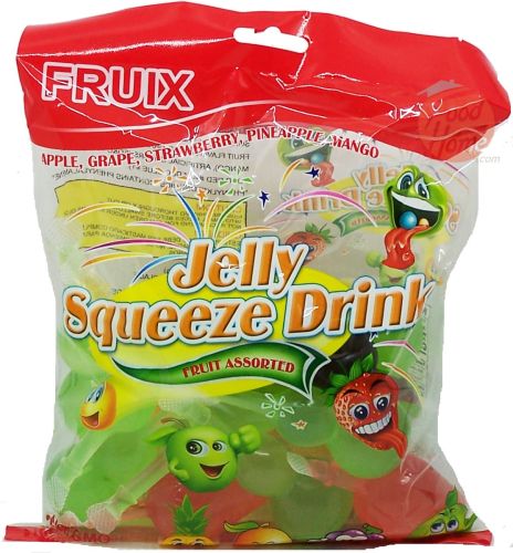 Fruix fruit assorted jelly squeeze drinks,  750-gram bags with 12 pieces (case of 12)