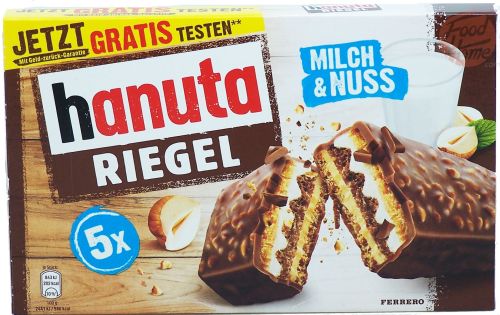 hanuta Riegel milch & nuss, 5-bars, 172-gram (case of 16)