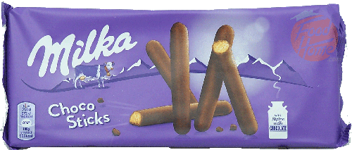 Milka Choco Sticks bread sticks covered in milk chocolate, 6-sticks, in 112-gram packages (box of 20)