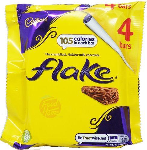 Cadbury Flake milk chocolate, crubliest / flakiest, 4-bars, 80-gram in wrapper (case of 20)