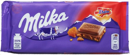 Milka Daim milk chocolate candy bar, 100-gram wrapper (case of 22)