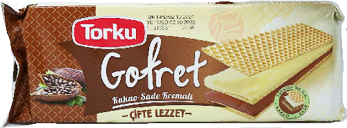 Torku Gofret wafer with cocoa - plain cream, 142-gram wrappers (case of 19)