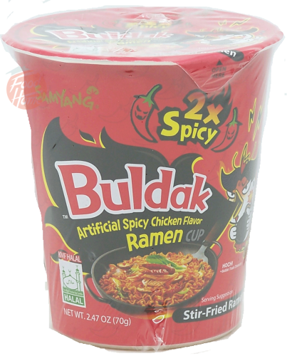 Samyang Buldak chicken flavor stir-fry ramen, 2x spicy, 2.47-ounce microwave cups (case of 6)