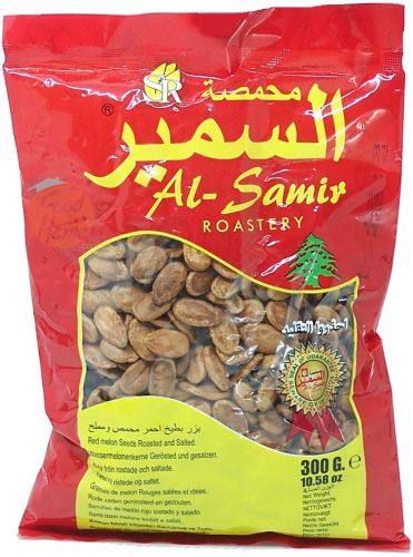 Al-Samir Roastery red melon seeds roasted and salted, 300-gram bags (case of 60)