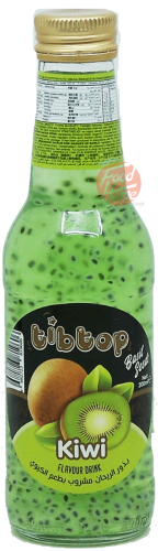 tibtop kiwi flavor basil seed drink, 200-ml glass bottles (case of 24)