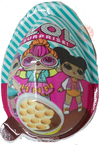 L.O.L Surprise! biscuit bites on milky and cocoa creams with a surprise toy, 20-gram shaped plastic egg