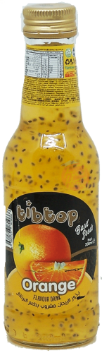 tibtop orange flavour basil seed drink, 200-ml glass bottles (case of 24)