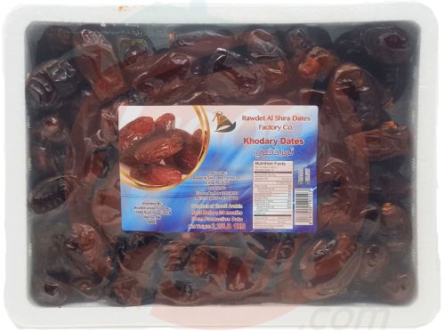 Rawdet Al Shira Dates Factory Co.  Khodary dates in foam 1kg Tray in box (case of 12)