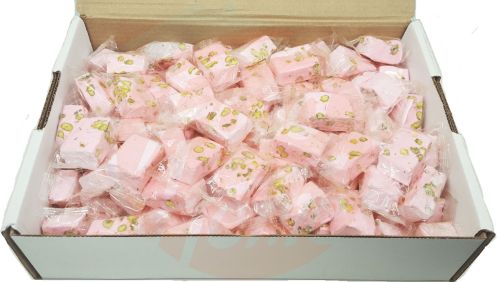 Master Delight  nougat with pistachios rose colored candy, individually wrapped 8lb Box