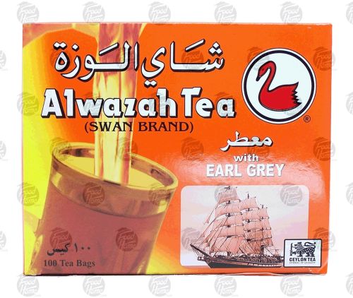 Alwazah Swan Brand ceylon tea with earl grey, 2-gram bags 100-count box (case of 12)