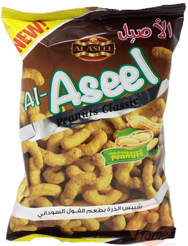 Al-Aseel Classic air puffs with freshly ground peanuts, case bags each containing 24 35-gram retail bags 2pk Box