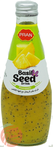 Pran  basil seed drink with pineapple flavor, 9.8-fl-oz. glass bottles 24pk Box