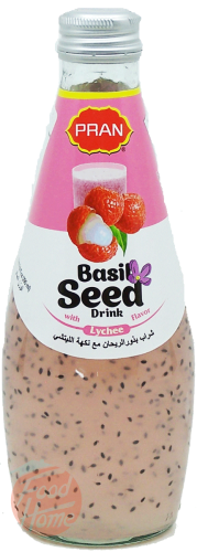 Pran  basil seed drink with lychee flavor, 9.8-fl. oz. glass bottles 24pk Box