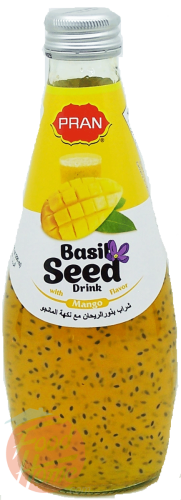 Pran  basil seed drink with mango flavor, 9.8-fl. oz. glass bottles 24pk Box
