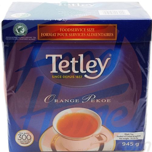 Tetley  orange pekoe tea bags, 300-count 945g Box, 13-boxes in tray
