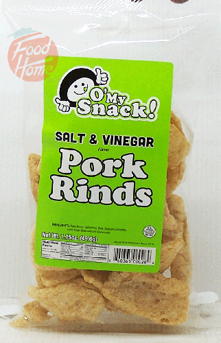 O' My Snack!  salt & vinegar pork rinds 1.75oz Bag case of 24