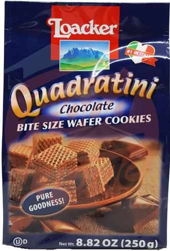 Loacker Quadratini chocolate bite size wafer cookies 250g Bag