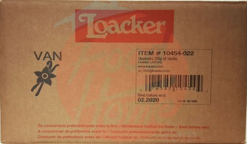 Loacker Quadratini vanilla bite size wafer cookies, 250-gram bags 8pk Box