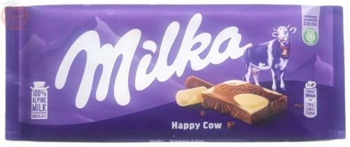 Milka Happy Cow mixed chocolate and white candy bar, 100-gram wrapper (case of 23)