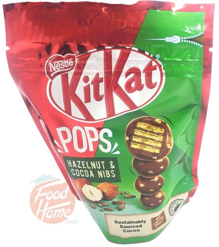 Nestle Kit Kat Pops; hazelnut & cocoa nibs, 110-gram zip bags (case of 10)