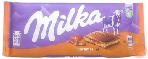 Milka milk chocolate candy bar with caramel filling, 100-gram wrapper (case of 23)