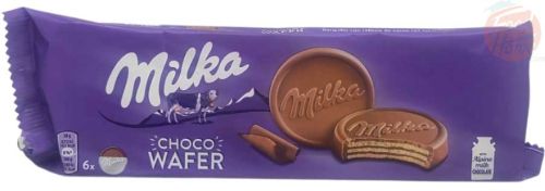 Milka Choco Wafer wafer sandwich cookies coated with milk chocolate, 6-count, 180-gram packages (case of 18)