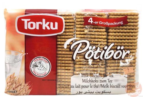 Torku Potibor Klasik; milk biscuits for tea, 4-packages in one 700-gram pack (case of 6)