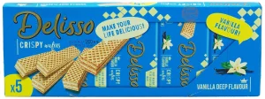 Delisso vanilla flavor cream filled sugar wafers, 5-packs in box, 200-gram (case of 20)
