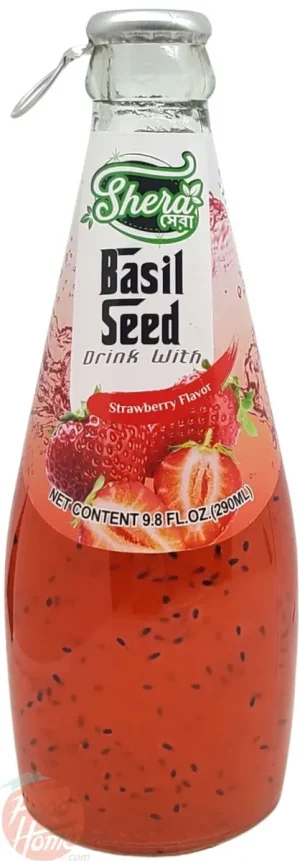 Shera basil seed drink with strawberry flavor 290-ml glass bottles (case of 24)
