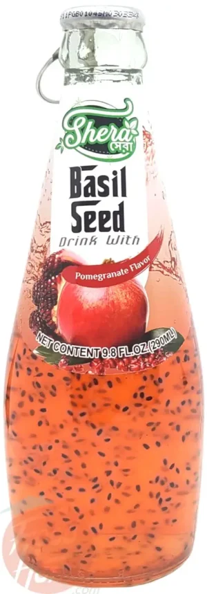 Shera basil seed drink with pomegranate flavor 290-ml glass bottles (case of 24)