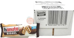 hanuta Riegel milch & nuss, milk chocolate wafers, 34.5-g bars (case of 14)