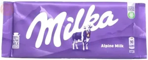 Milka alpine milk chocolate bars in wrapper, 100-gram (case of 24)