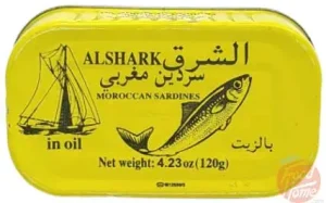 Al Shark sardines in oil, moroccan, lightly smoked 4.23-ounce / 120-gram tins (case of 100)