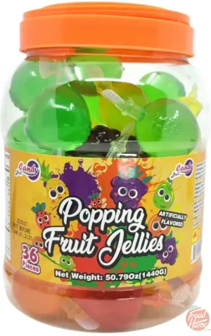 Candy Bell popping fruit jellies, 36-count, in 1440-gram plastic jar in box