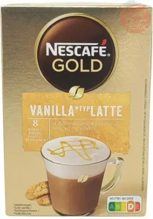 Nescafe GOLD vanilla latte instant beverage, 8x18.5-gram packages in box (case of 6)