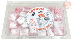Master Delight Rose Turkish delight soft candy in 1lb. plastic tub (case of 24)
