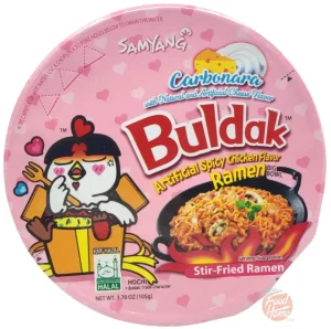 Samyang Buldak Carbonara; stir-fried ramen noodle, spicy chicken flavor, 3.7-ounce big bowl in box (case of 6)