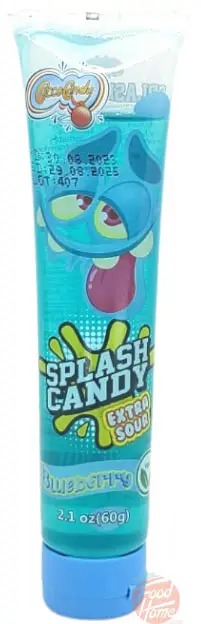 Cocco Candy Splash Candy extra sour liquid gel squeeze; blueberry, watermelon, strawberry flavors; 24x2.1-ounce tube display