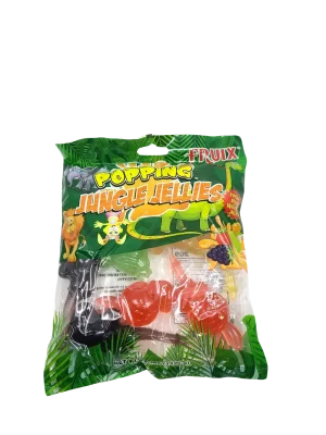 Fruix Jungle Jellies Popping; 8 squeezable jellies candy in shaped plastic, 520-gram bags (case of 18)