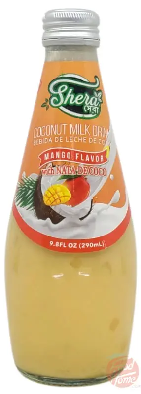 Shera coconut milk drink with mango flavor with nata de coco, 290-ml glass bottle (case of 24)
