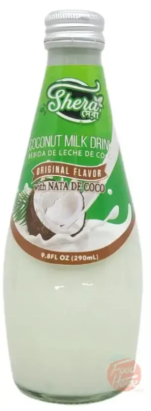 Shera coconut milk drink original flavor with nata de coco, 290-ml glass bottles (case of 24)