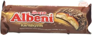 Ulker Albeni kurabiyem, coated caramel biscuit, 8-pieces, 170-gram wrapped trays (case of 12)